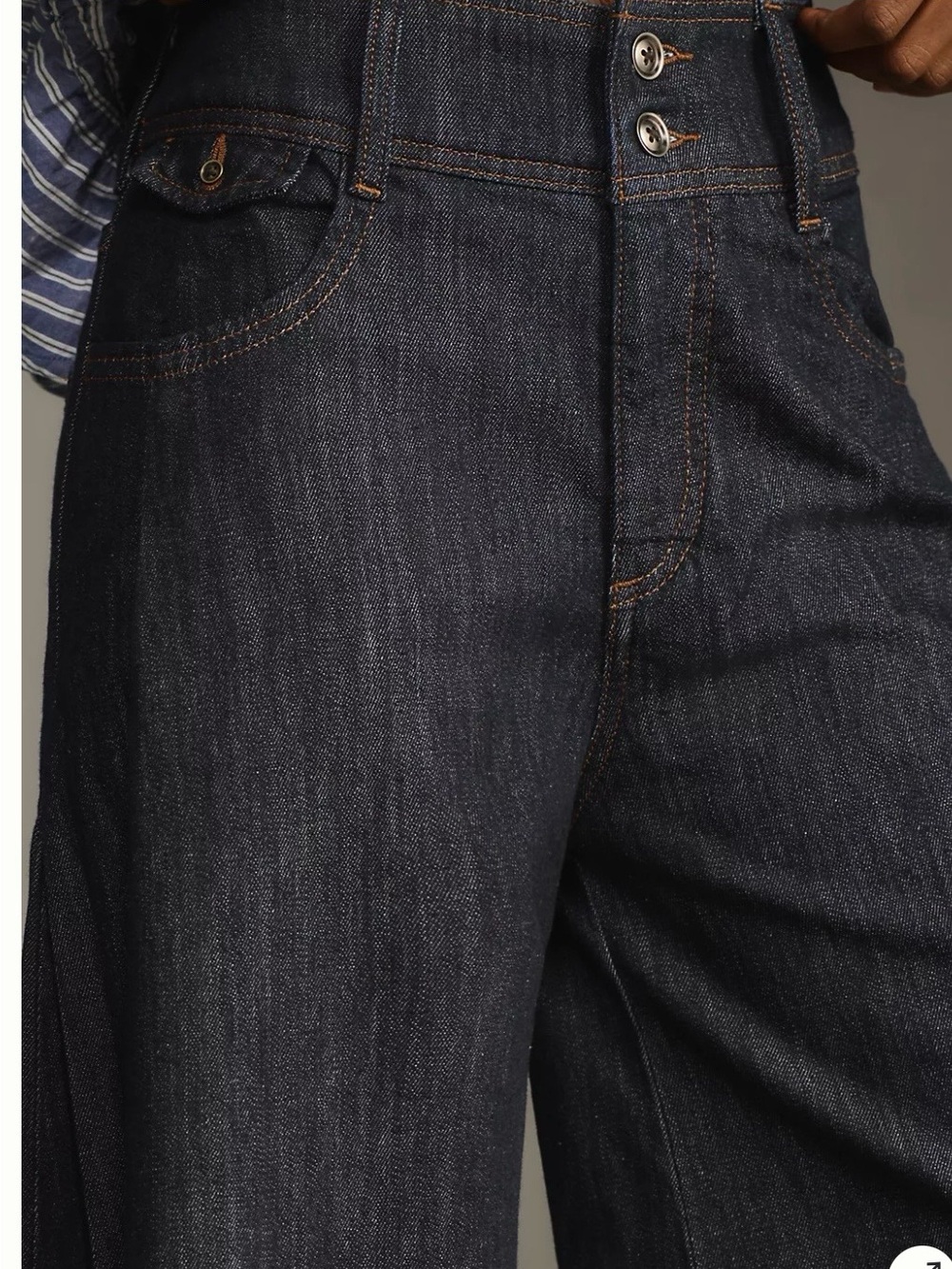 Pilcro Wide-Leg High-Rise Black Denim Jeans - Picture 3 of 11